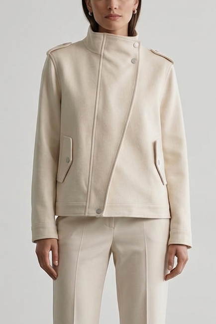 Asymmetric Suede Zip Up Moto Jacket