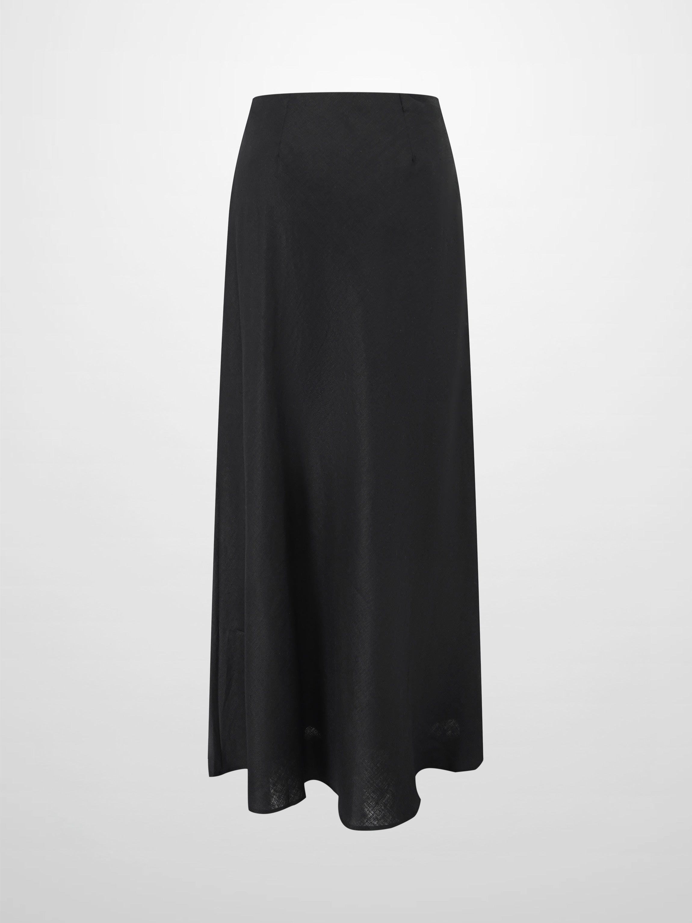 Linen Slip Skirt-Black-1
