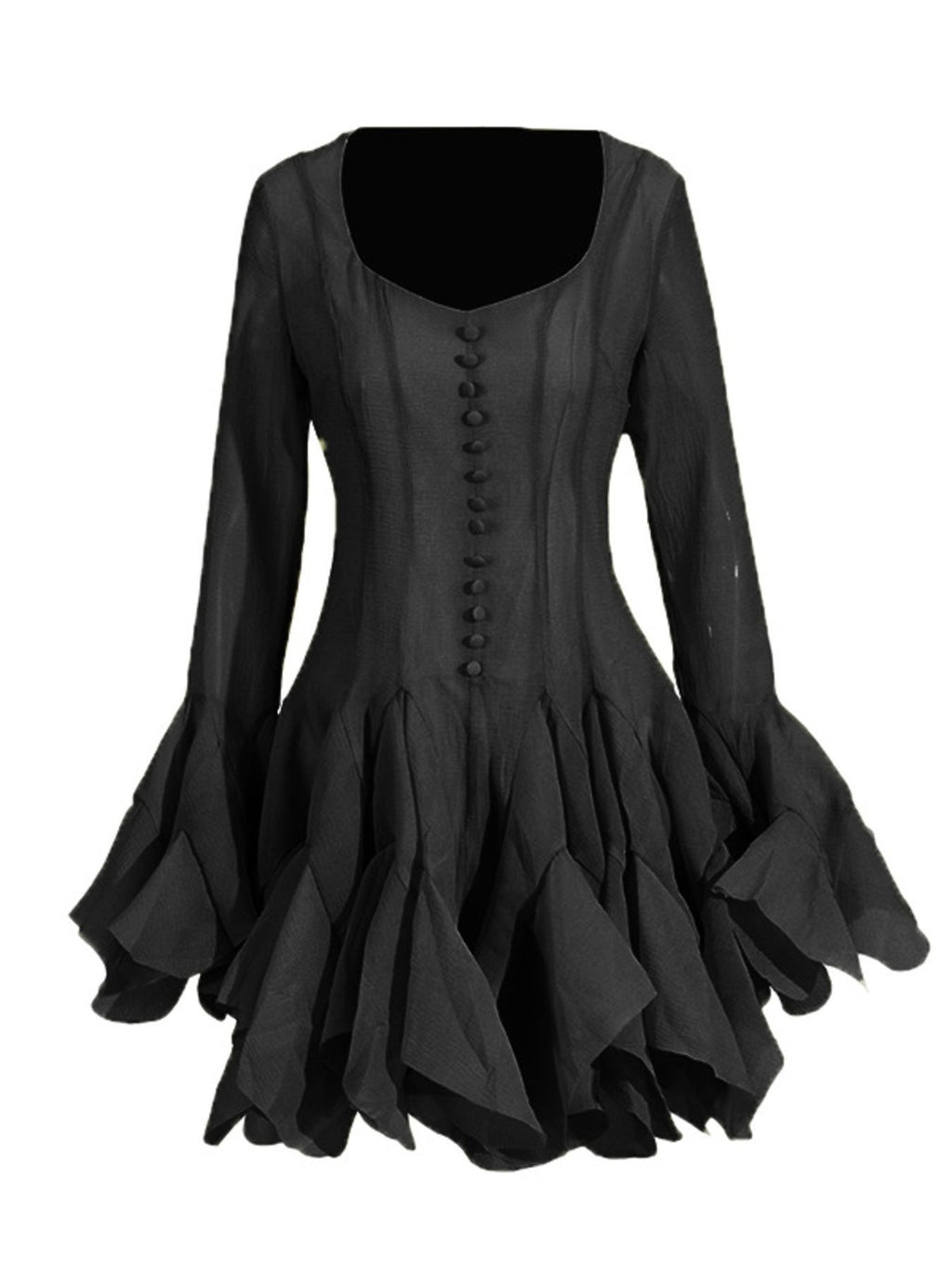 Ruffled Flare Sleeve Mini Dress