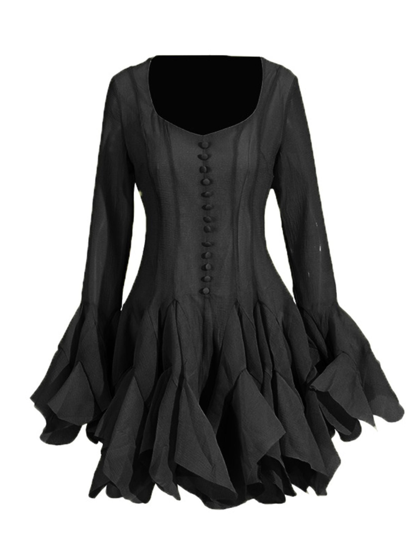 Ruffled Flare Sleeve Mini Dress