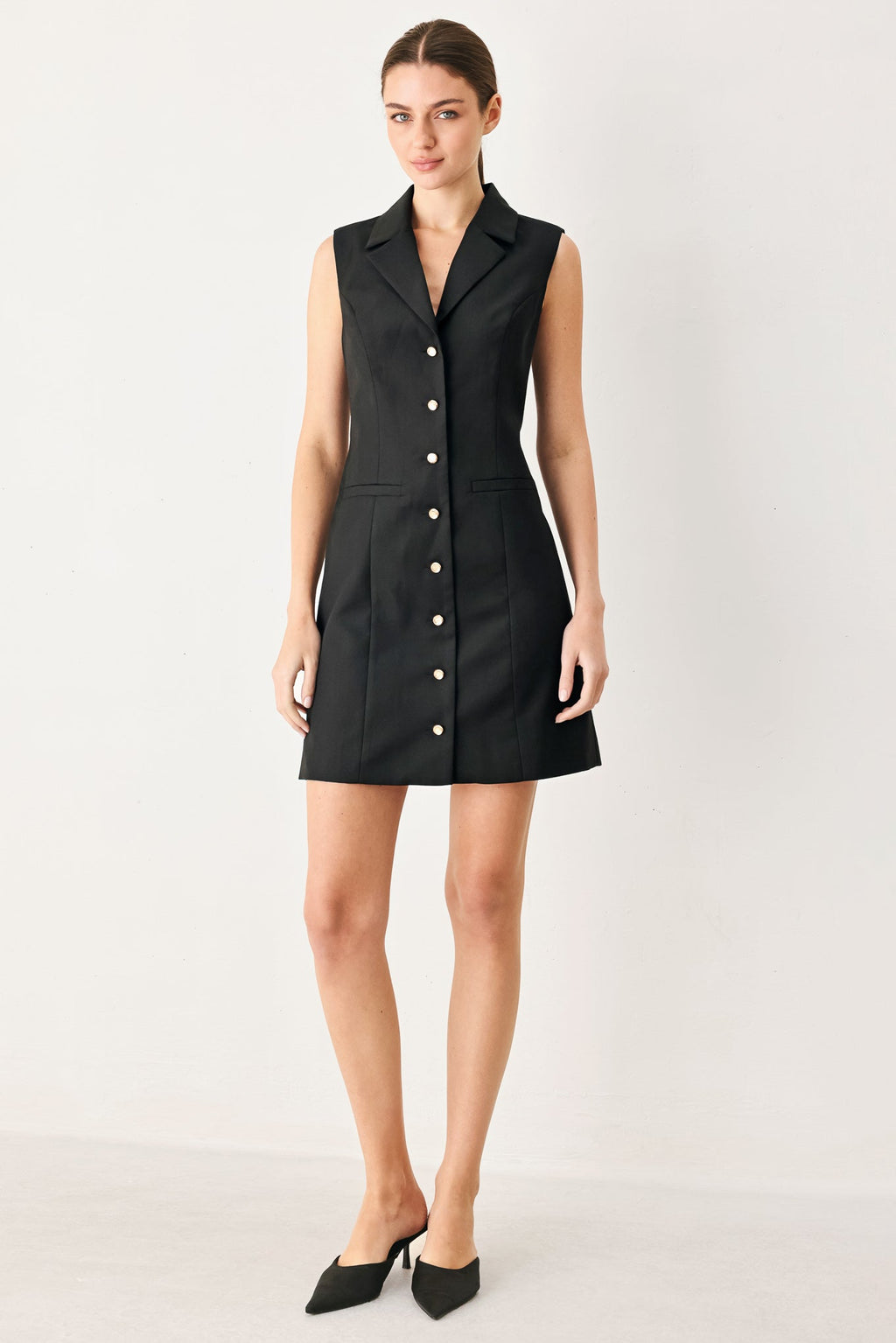 Modern Office Woven Mini Dress - Flying Tomato