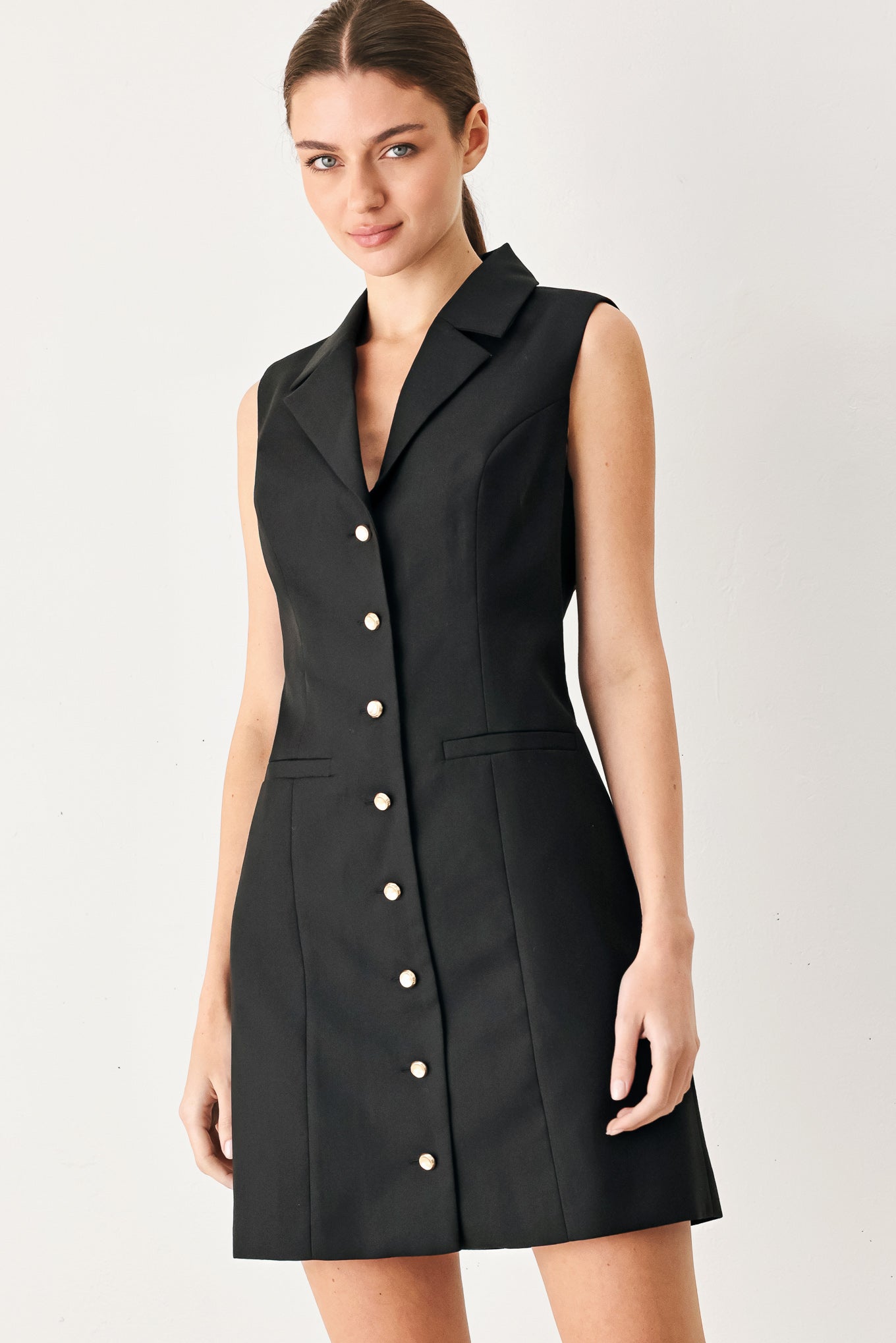 Modern Office Woven Mini Dress - Flying Tomato