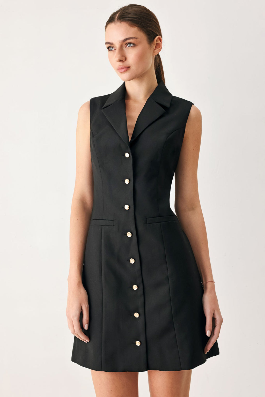 Modern Office Woven Mini Dress - Flying Tomato