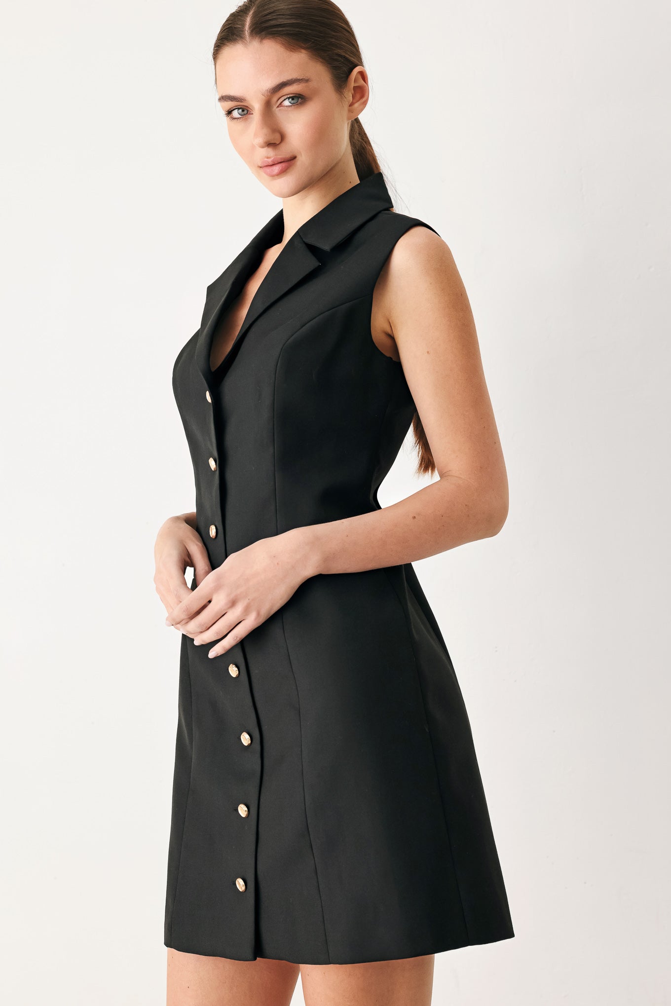 Modern Office Woven Mini Dress - Flying Tomato
