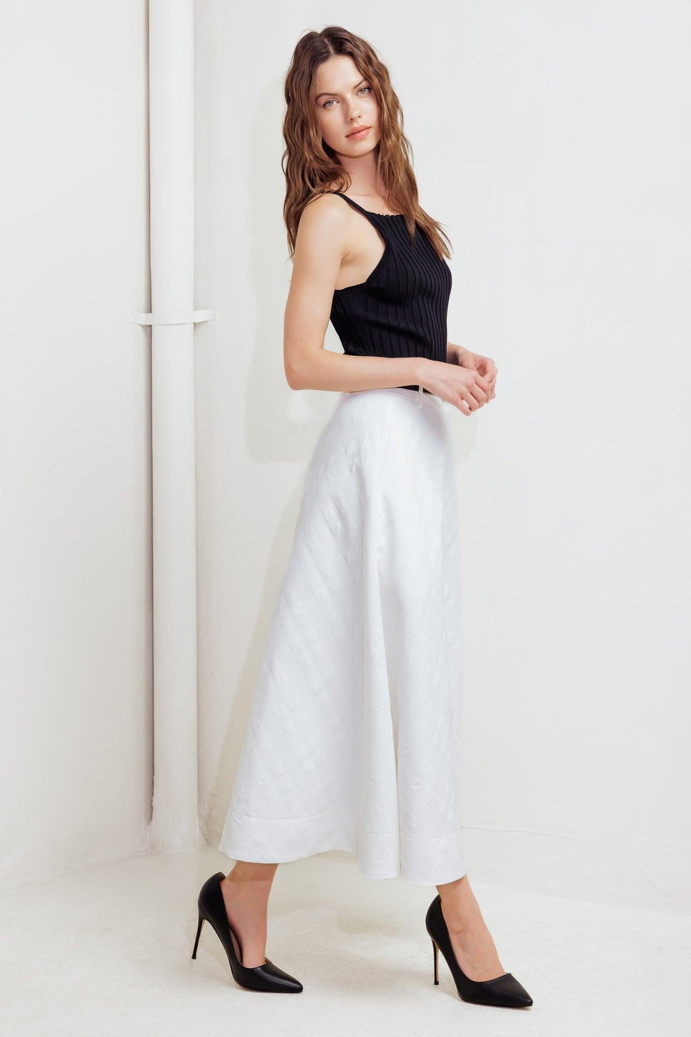 Downtown Ease Woven Midi Skirt - Flying Tomato