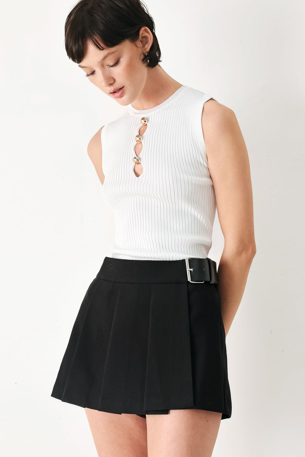Noir Flirt Denim Skort - Flying Tomato