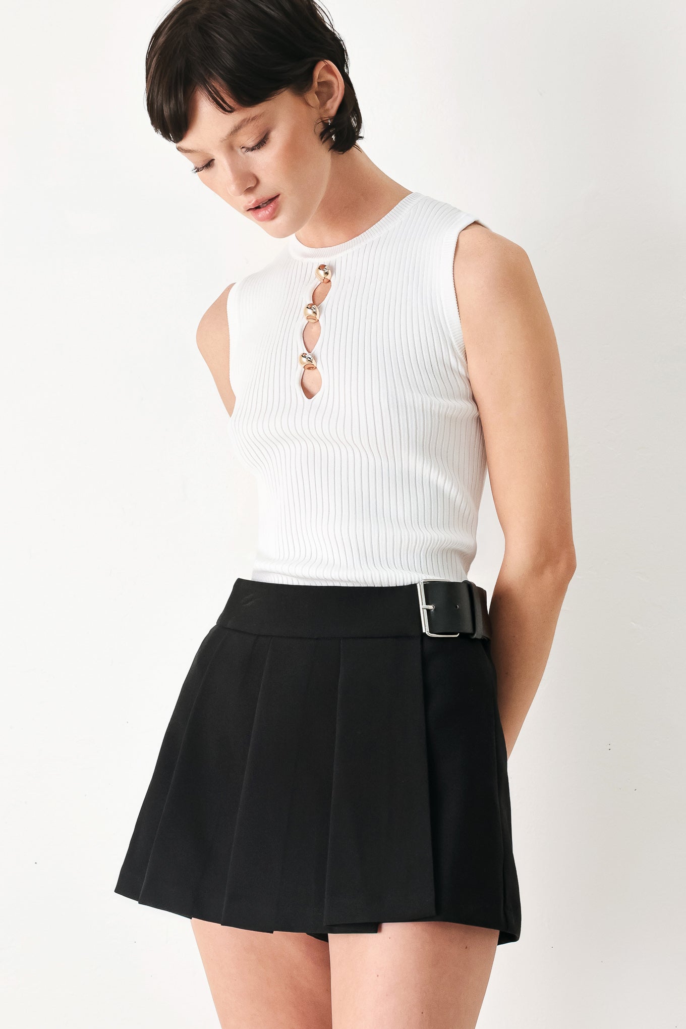 Noir Flirt Denim Skort - Flying Tomato