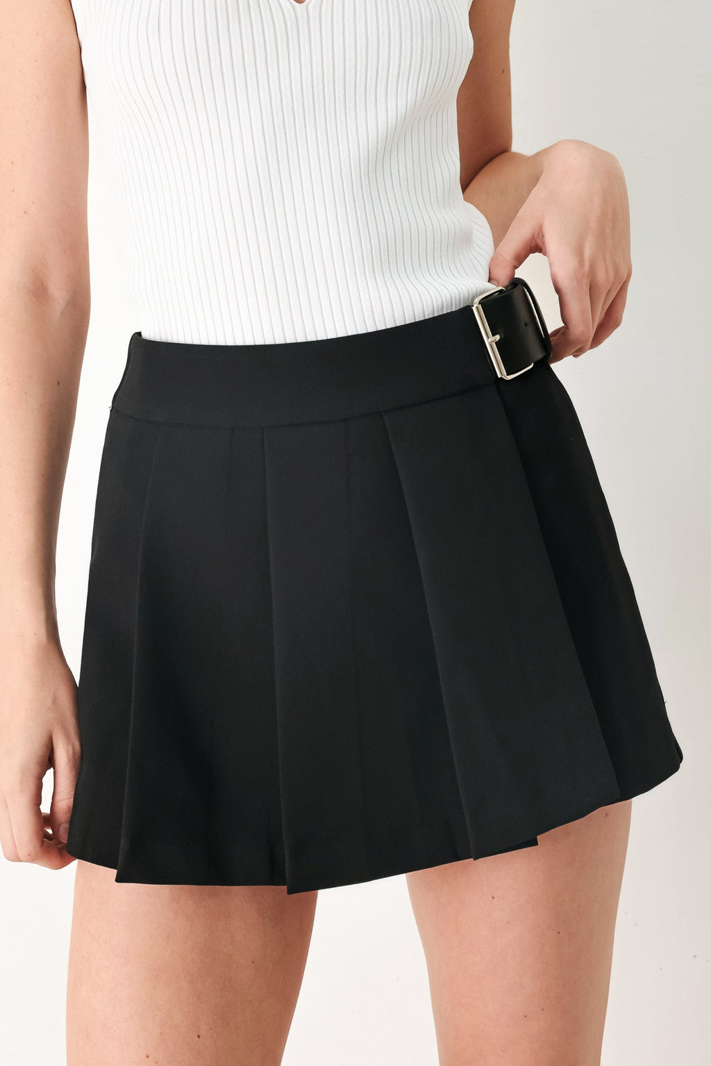 Noir Flirt Denim Skort - Flying Tomato