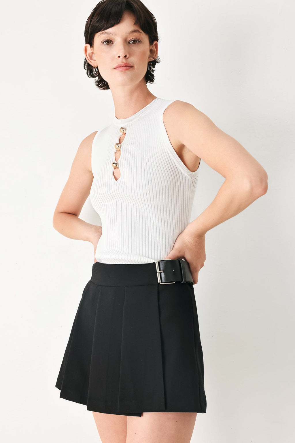 Noir Flirt Denim Skort - Flying Tomato