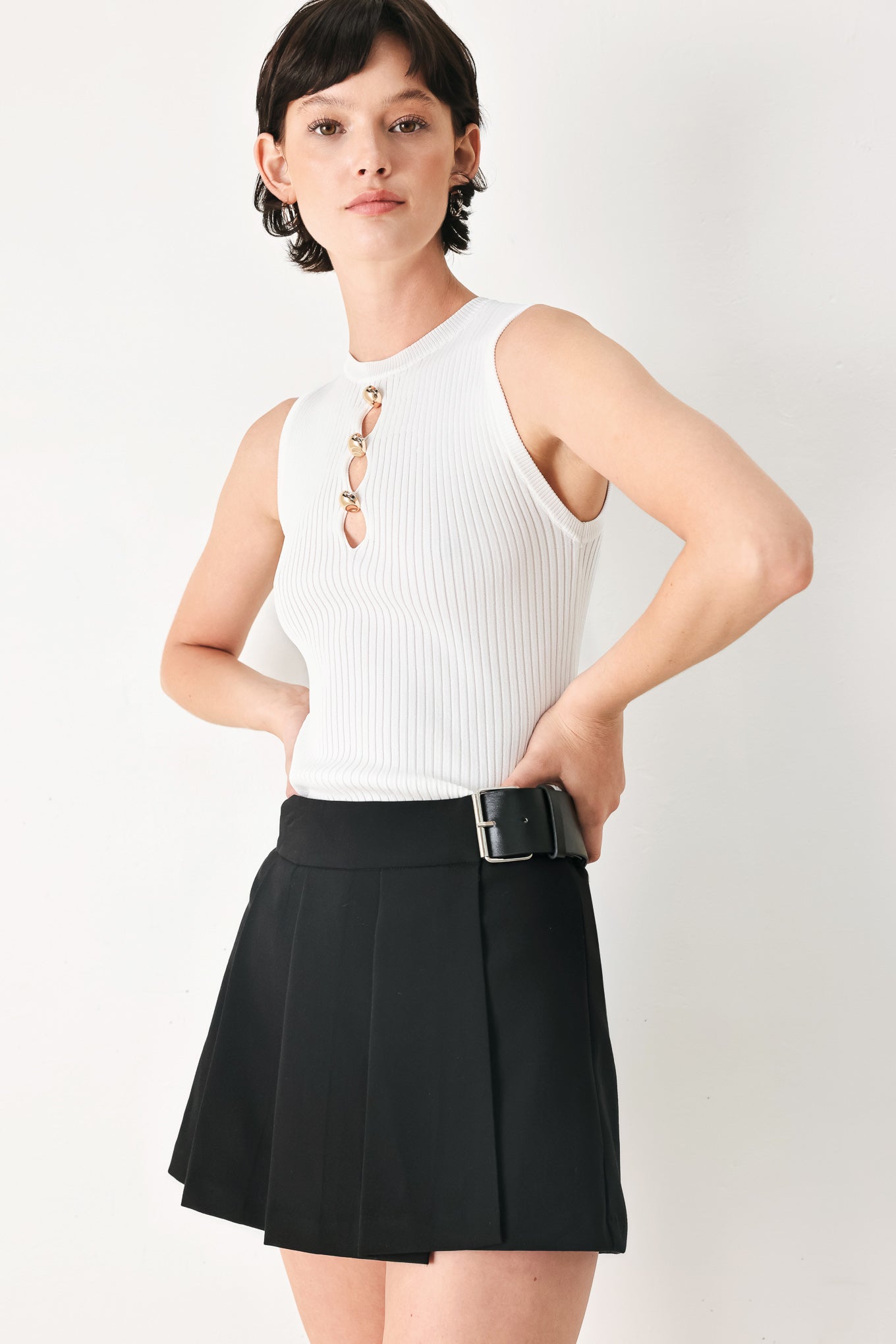 Noir Flirt Denim Skort - Flying Tomato