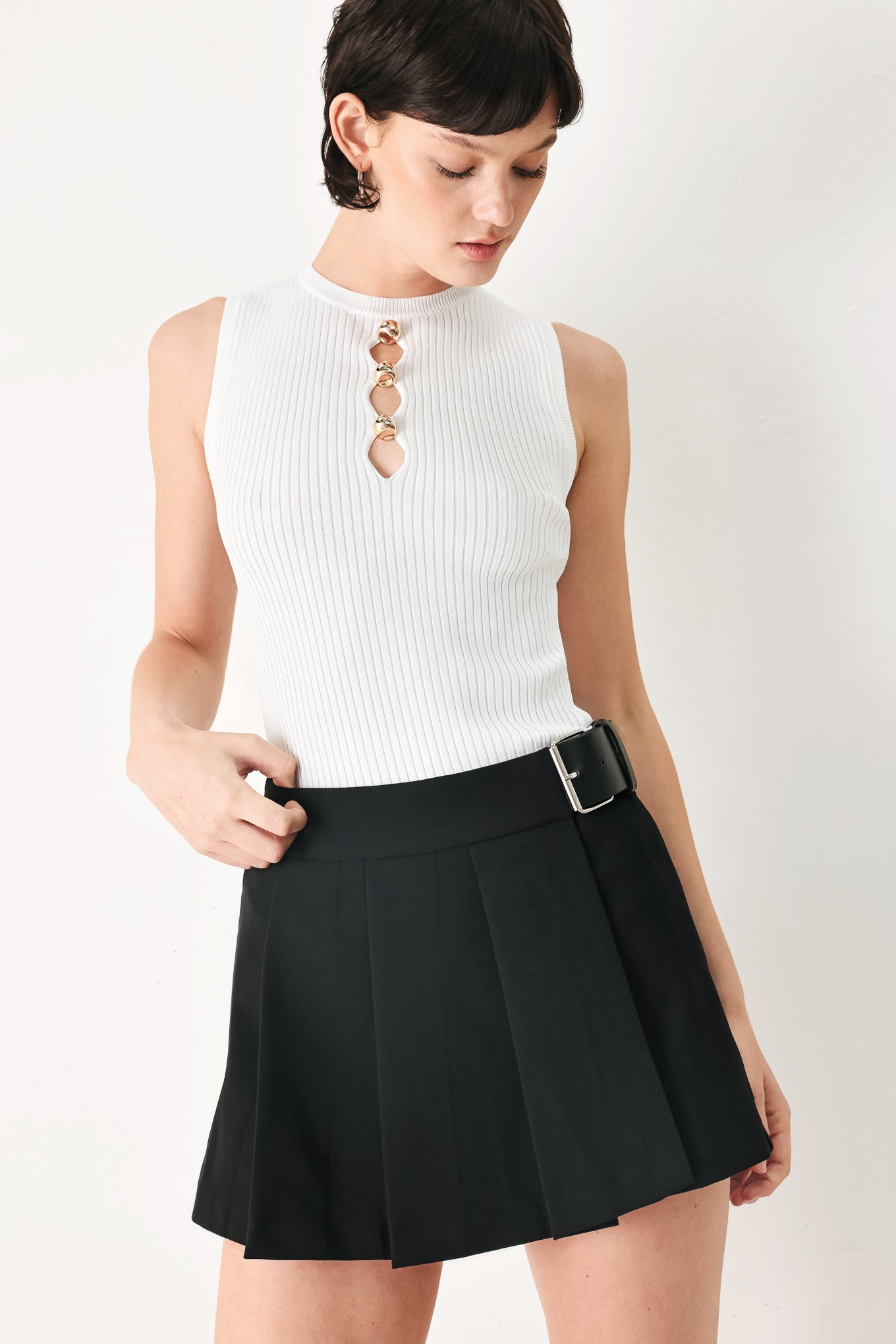 Noir Flirt Denim Skort - Flying Tomato