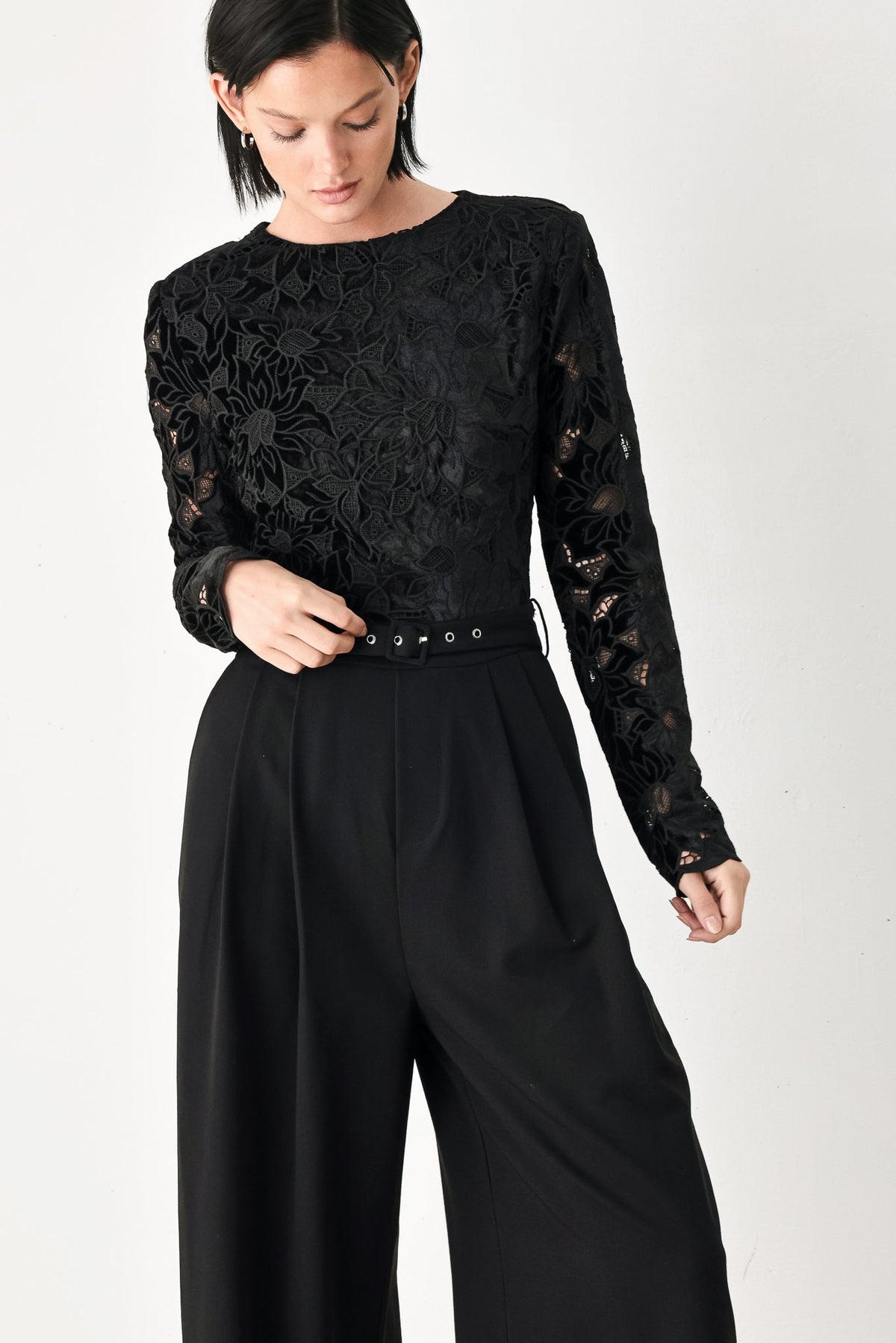 Lace Wide Leg Jumpsuit - Flying Tomato