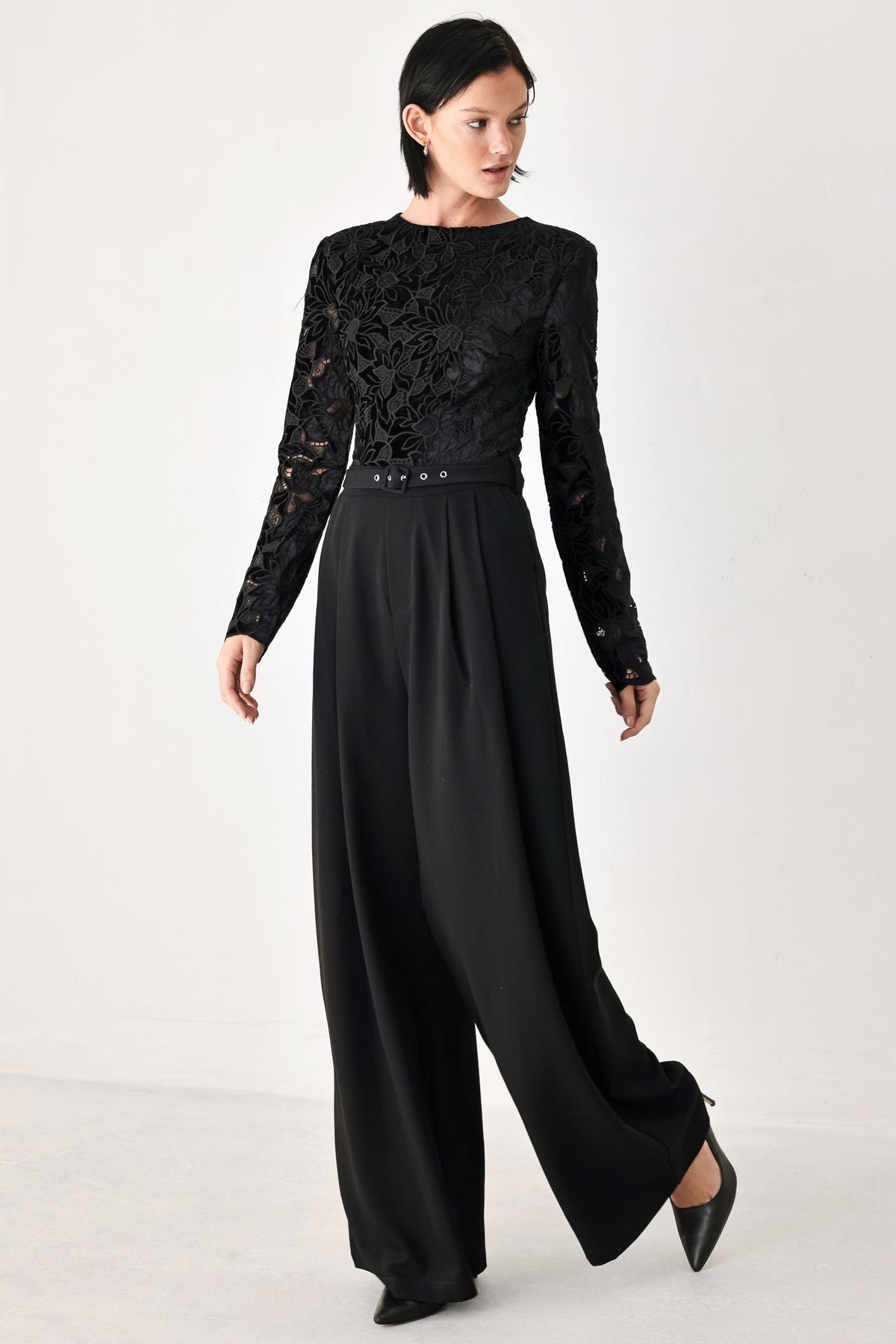 Lace Wide Leg Jumpsuit - Flying Tomato