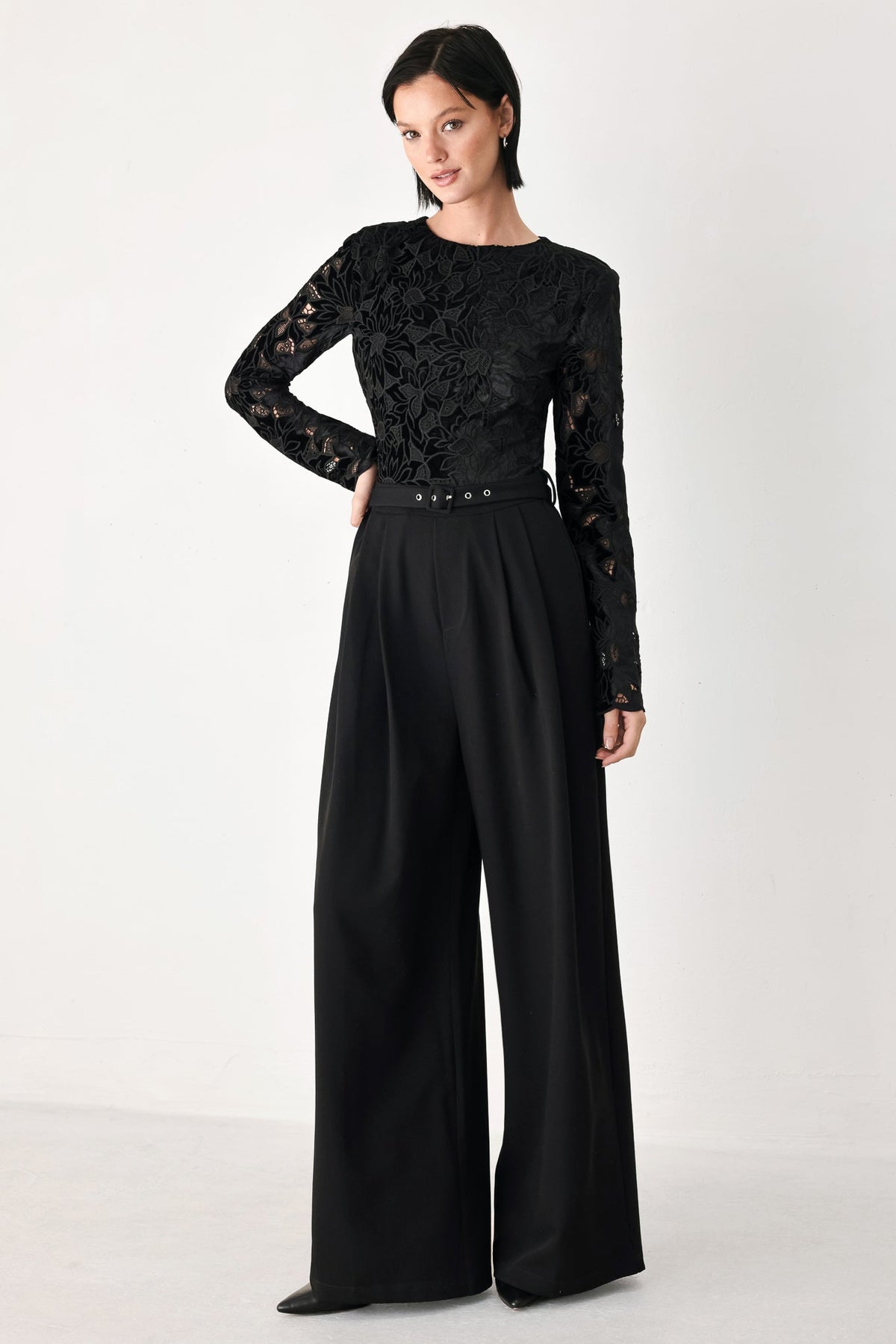 Lace Wide Leg Jumpsuit - Flying Tomato