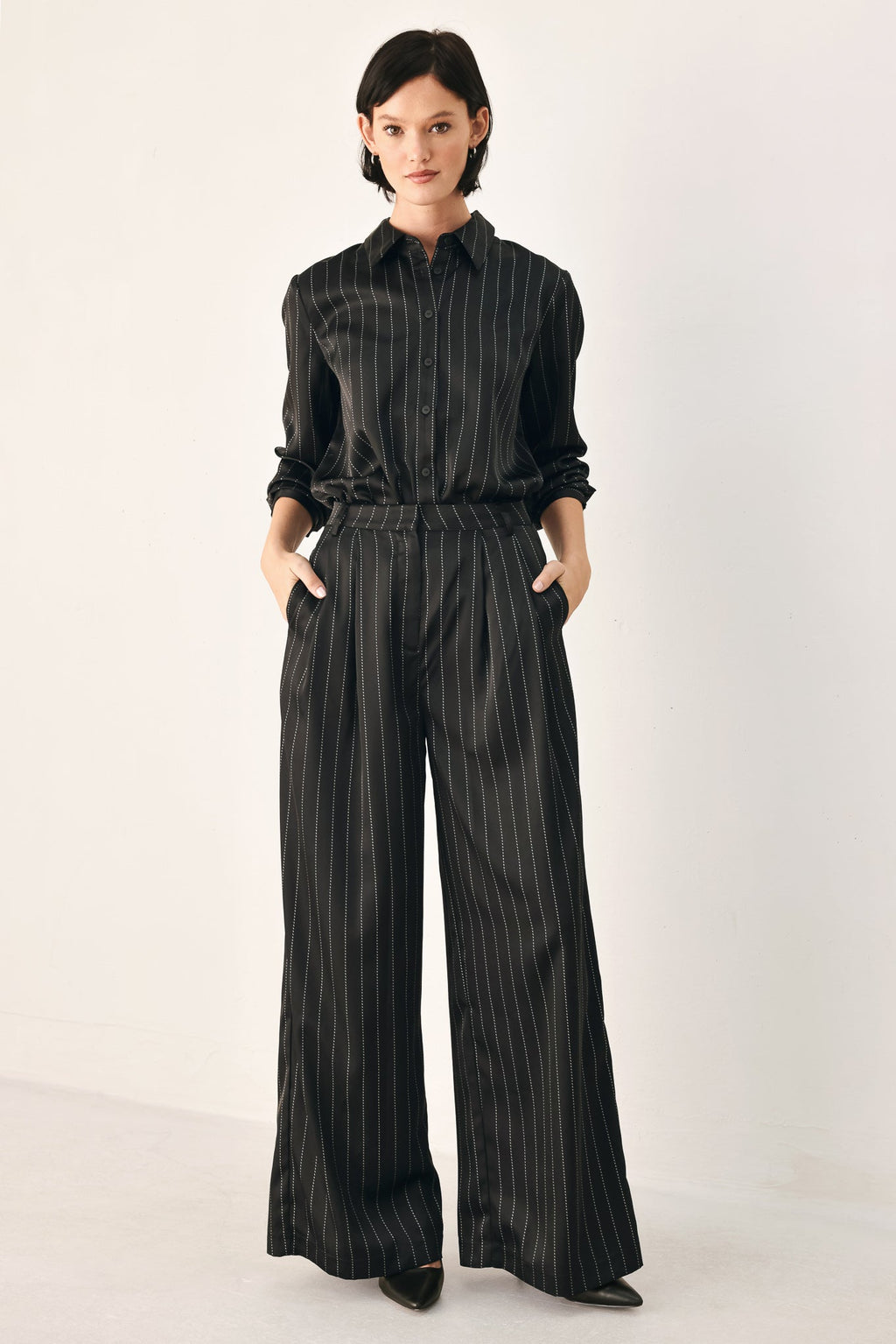 Striped Wide Leg Pants - Flying Tomato