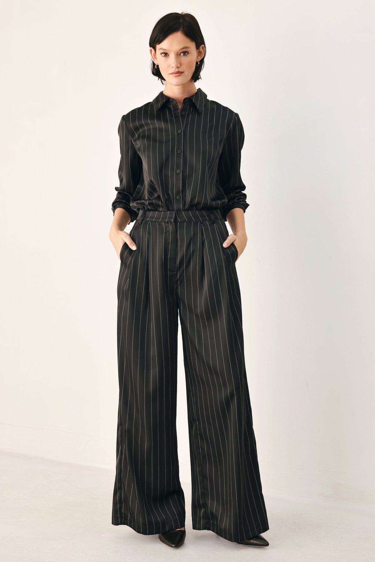 Striped Wide Leg Pants - Flying Tomato