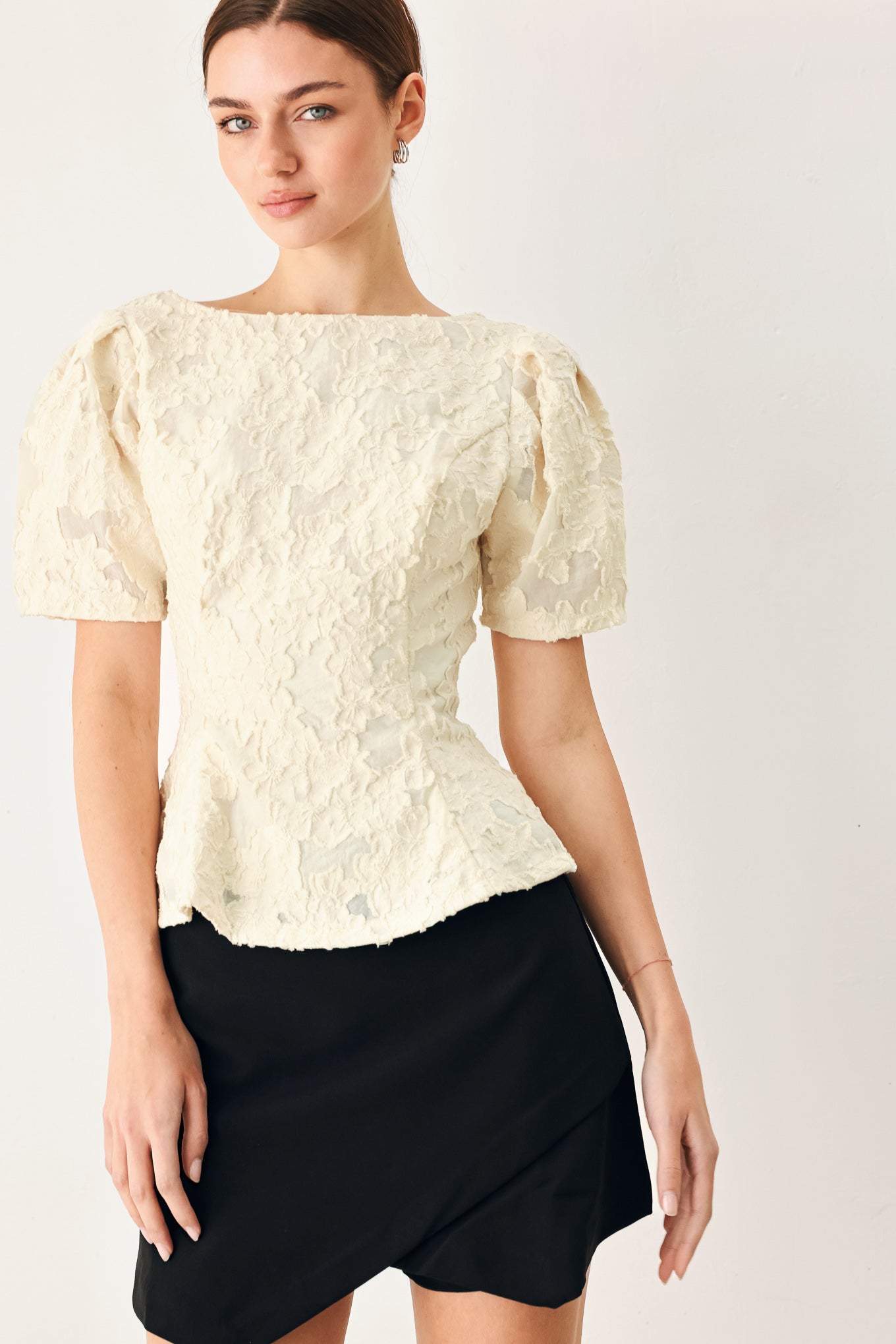 Pretty Bloom Woven Jacquard Top - Flying Tomato
