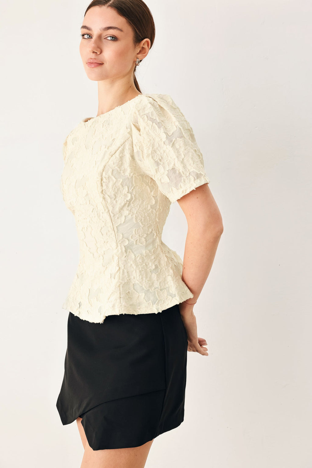 Pretty Bloom Woven Jacquard Top - Flying Tomato
