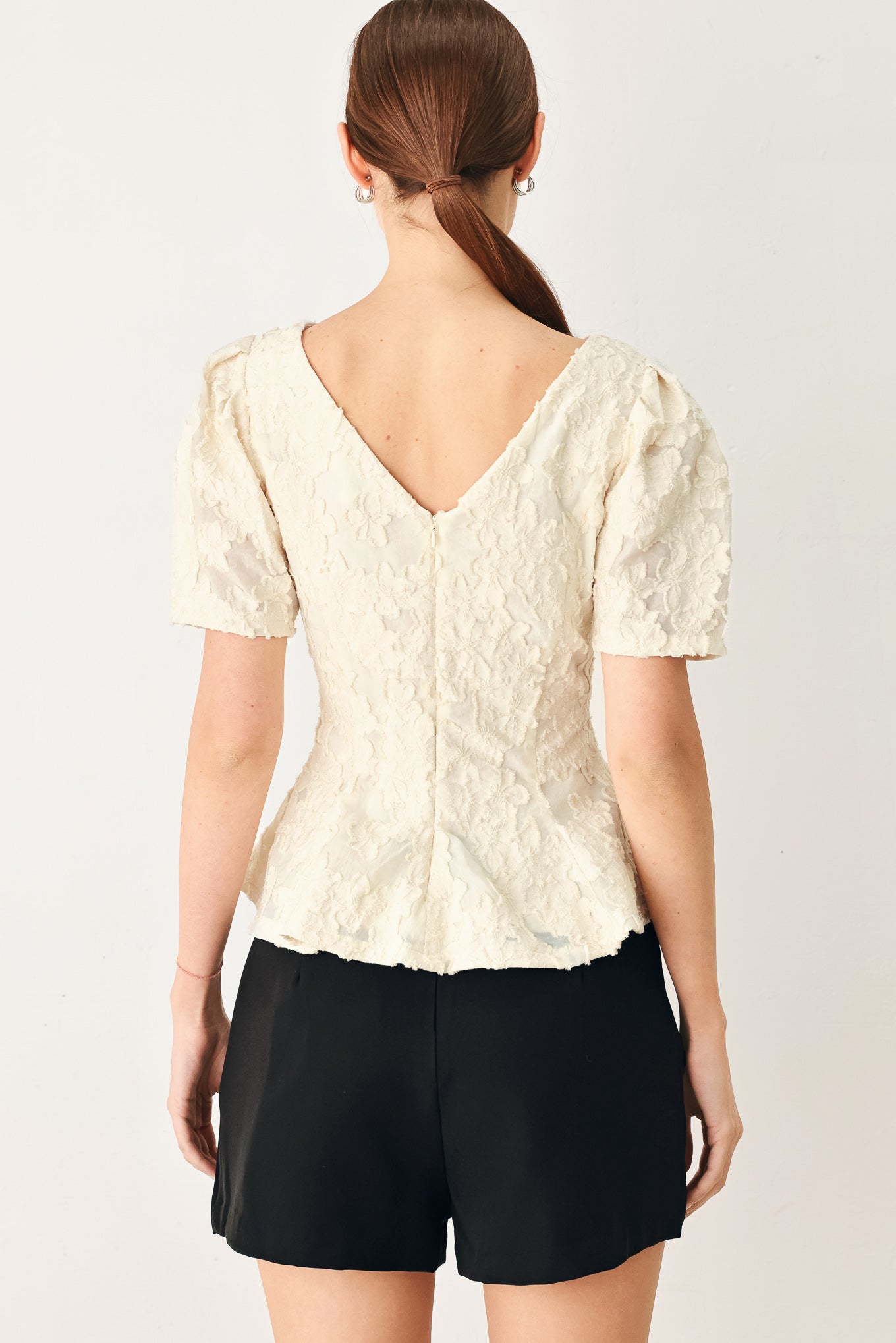 Pretty Bloom Woven Jacquard Top - Flying Tomato