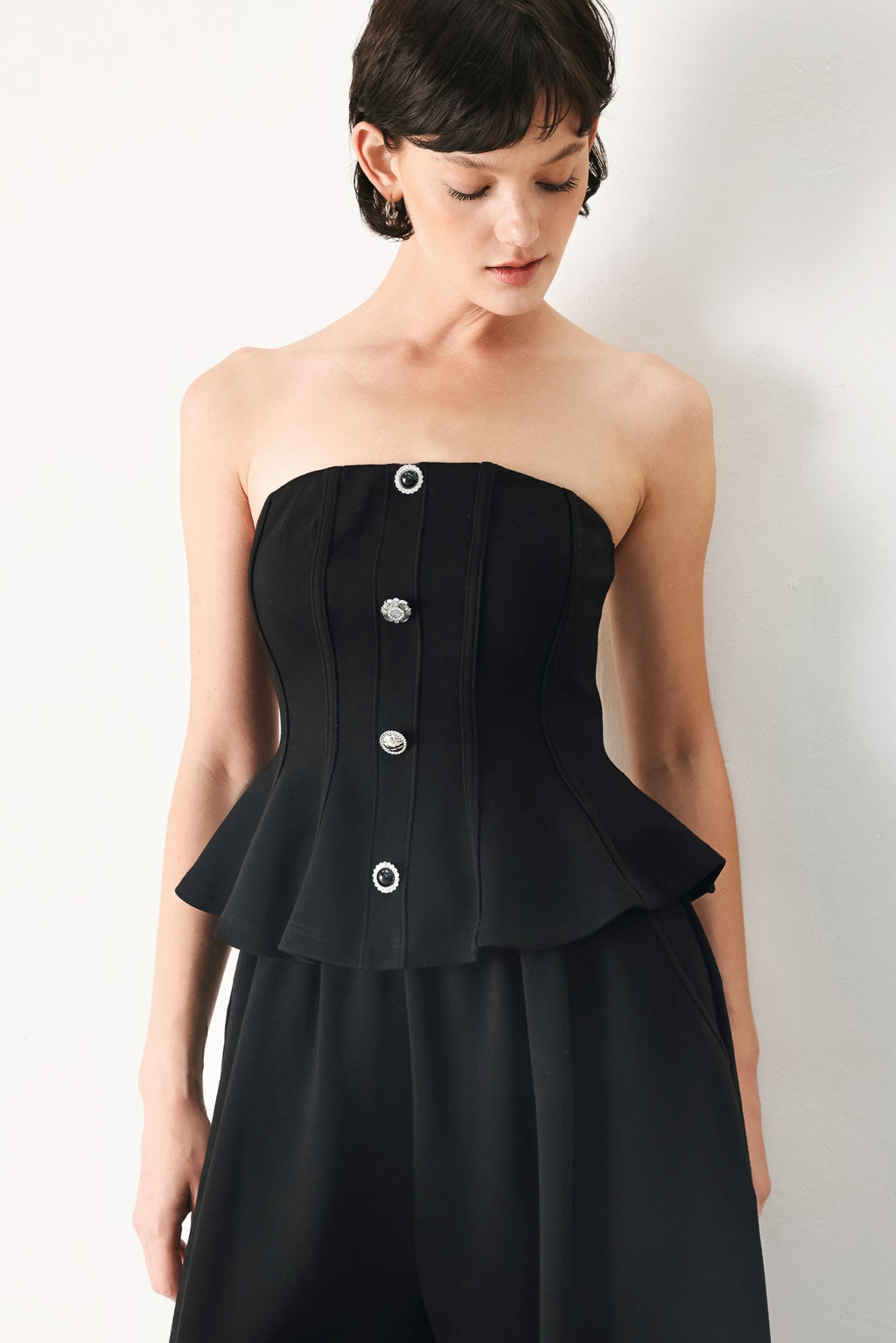 Black Tie Palazzo Knit Tube Top - Flying Tomato