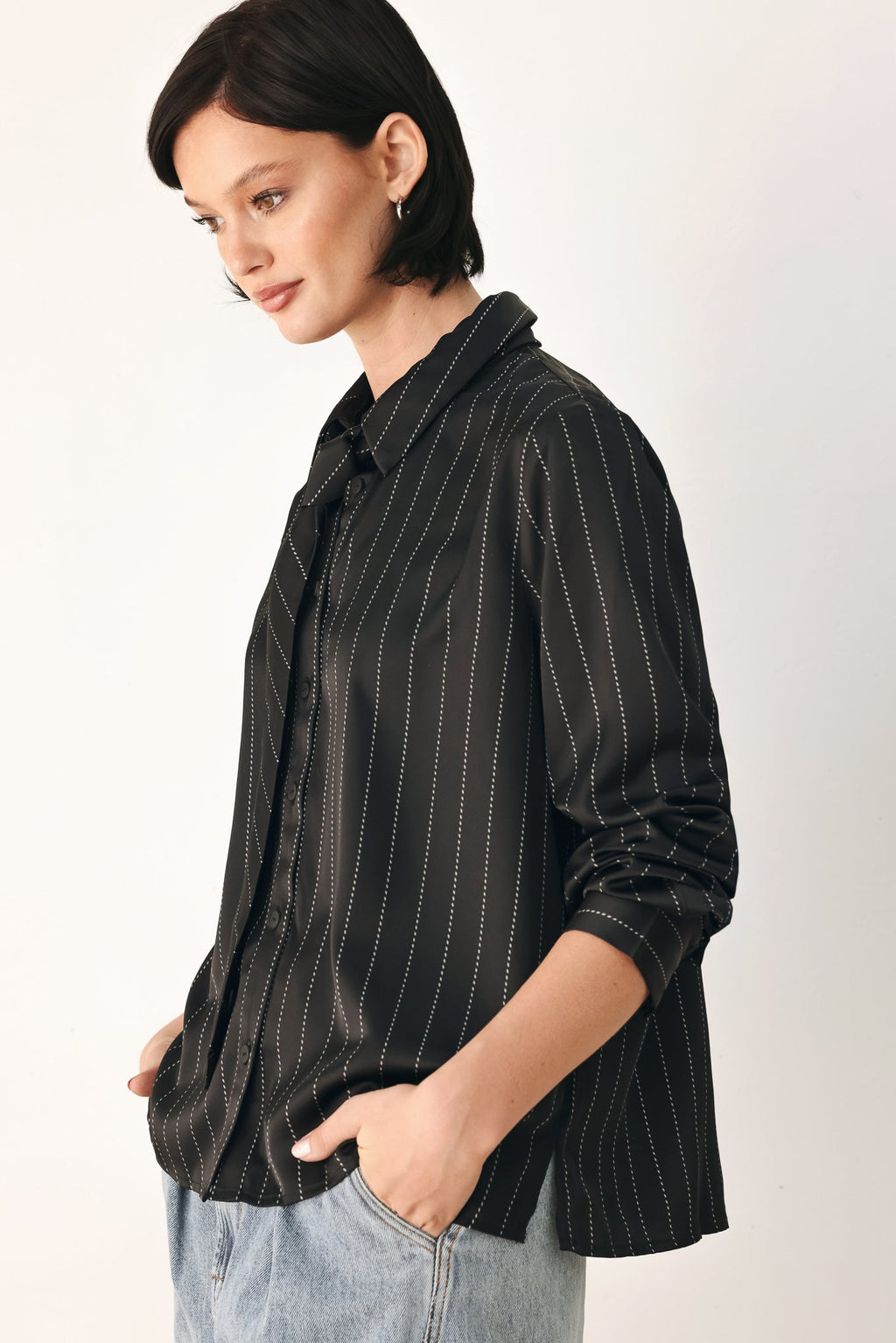 Tie Front Striped Top - Flying Tomato