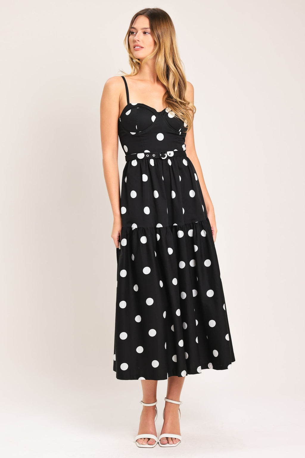 Monroe Dot Woven Midi Dress - Flying Tomato