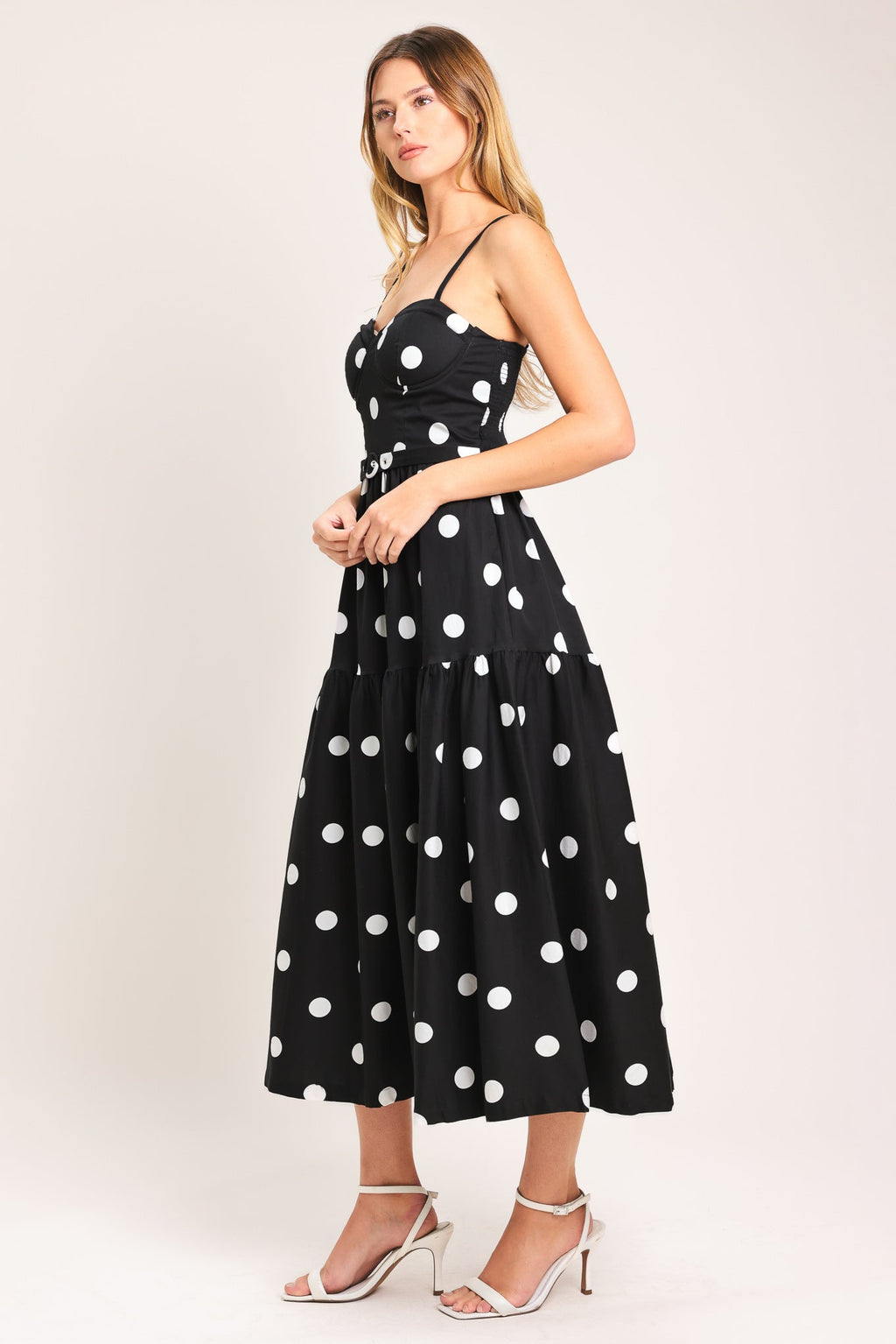 Monroe Dot Woven Midi Dress - Flying Tomato