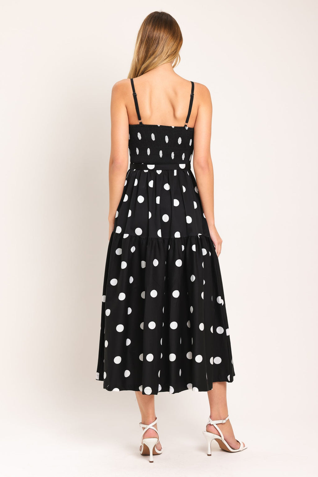 Monroe Dot Woven Midi Dress - Flying Tomato