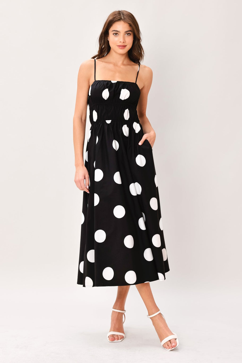 Dot Theory Woven Midi Dress - Flying Tomato
