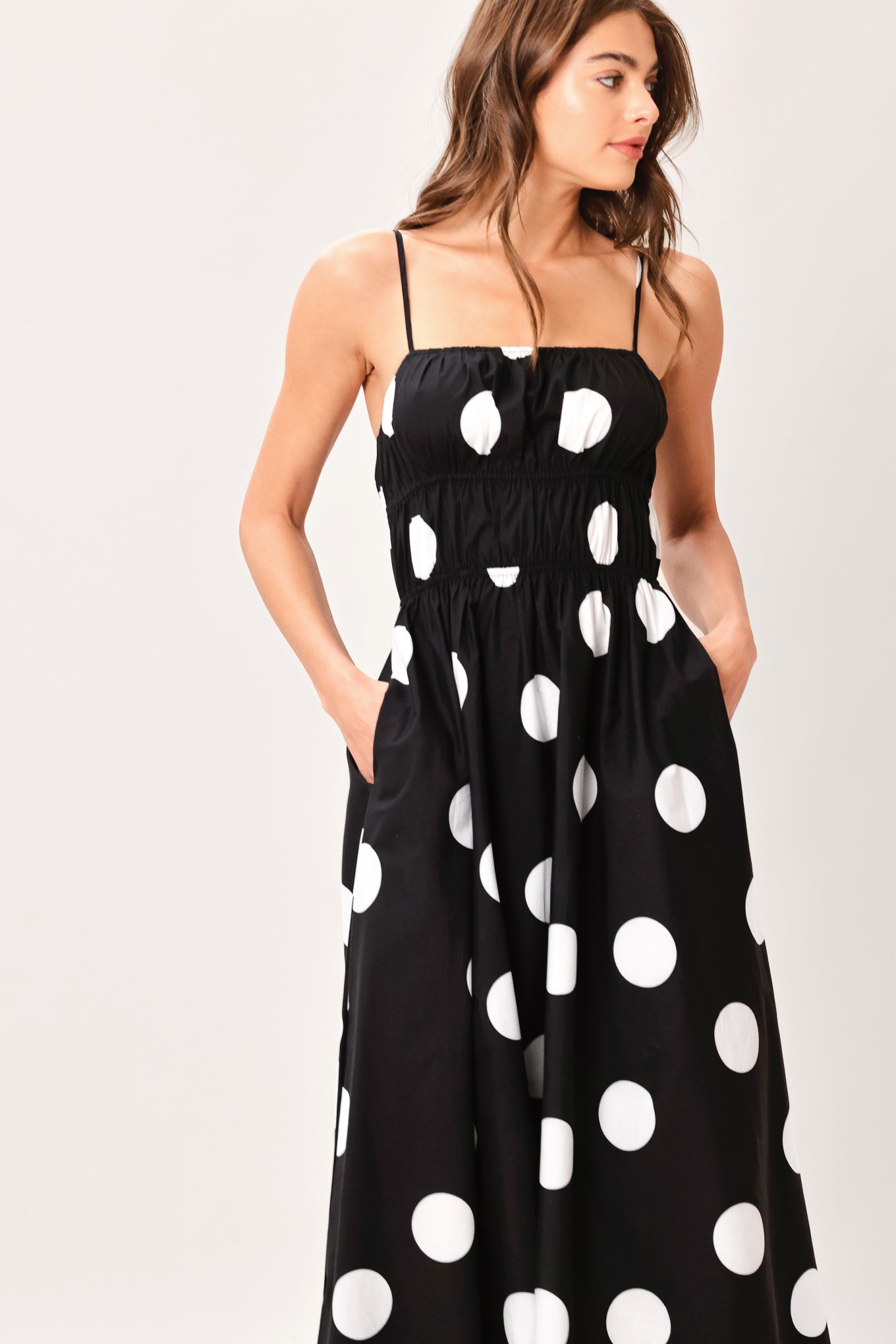 Dot Theory Woven Midi Dress - Flying Tomato