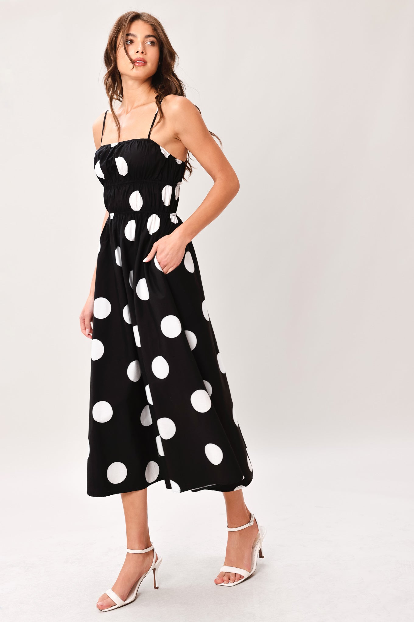 Dot Theory Woven Midi Dress - Flying Tomato