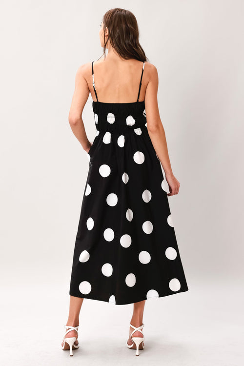 Dot Theory Woven Midi Dress - Flying Tomato
