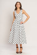 Vintage Whisper Polka Woven Midi Dress - Flying Tomato