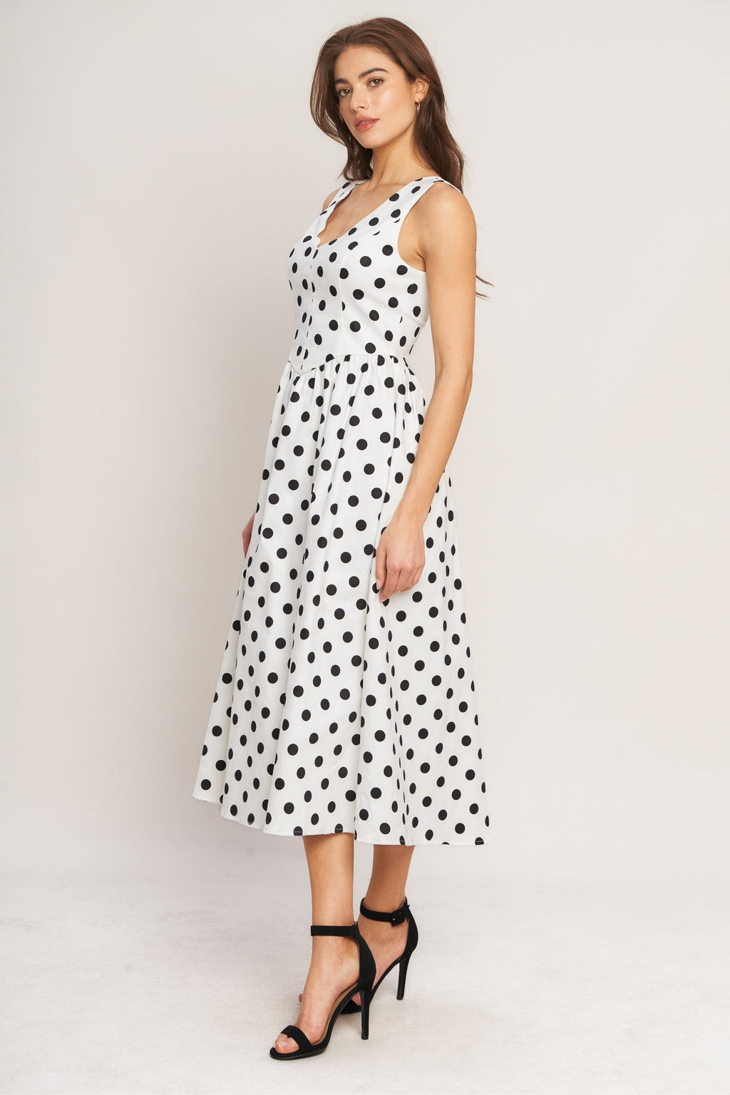 Vintage Whisper Polka Woven Midi Dress - Flying Tomato