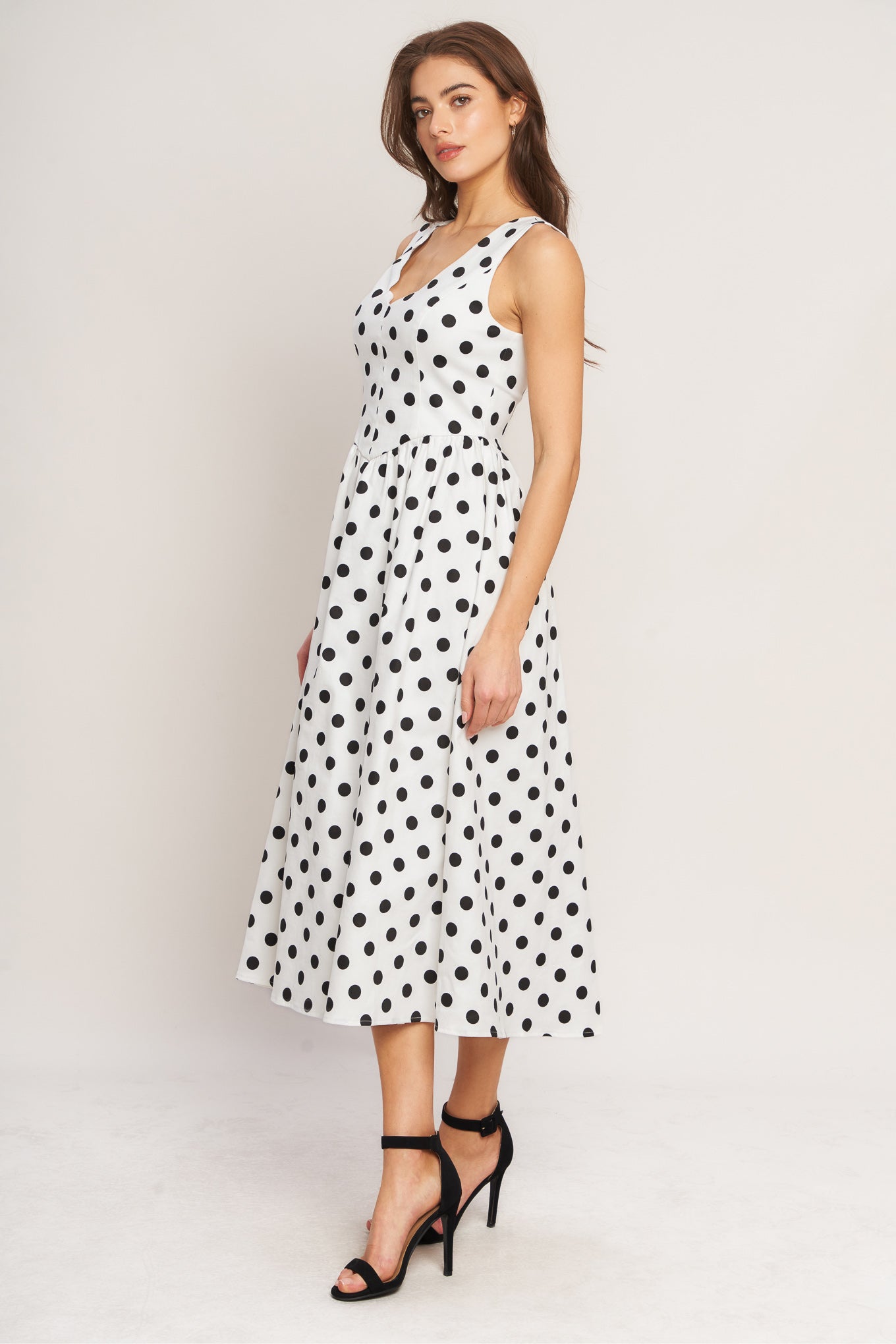 Vintage Whisper Polka Woven Midi Dress - Flying Tomato