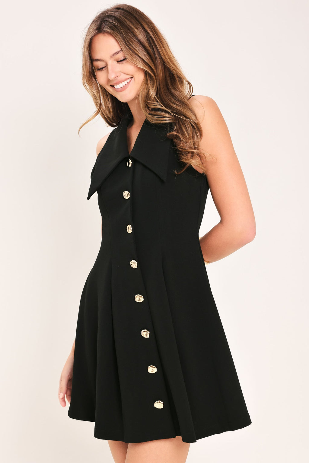 Fifth Avenue Black Woven Mini Dress - Flying Tomato