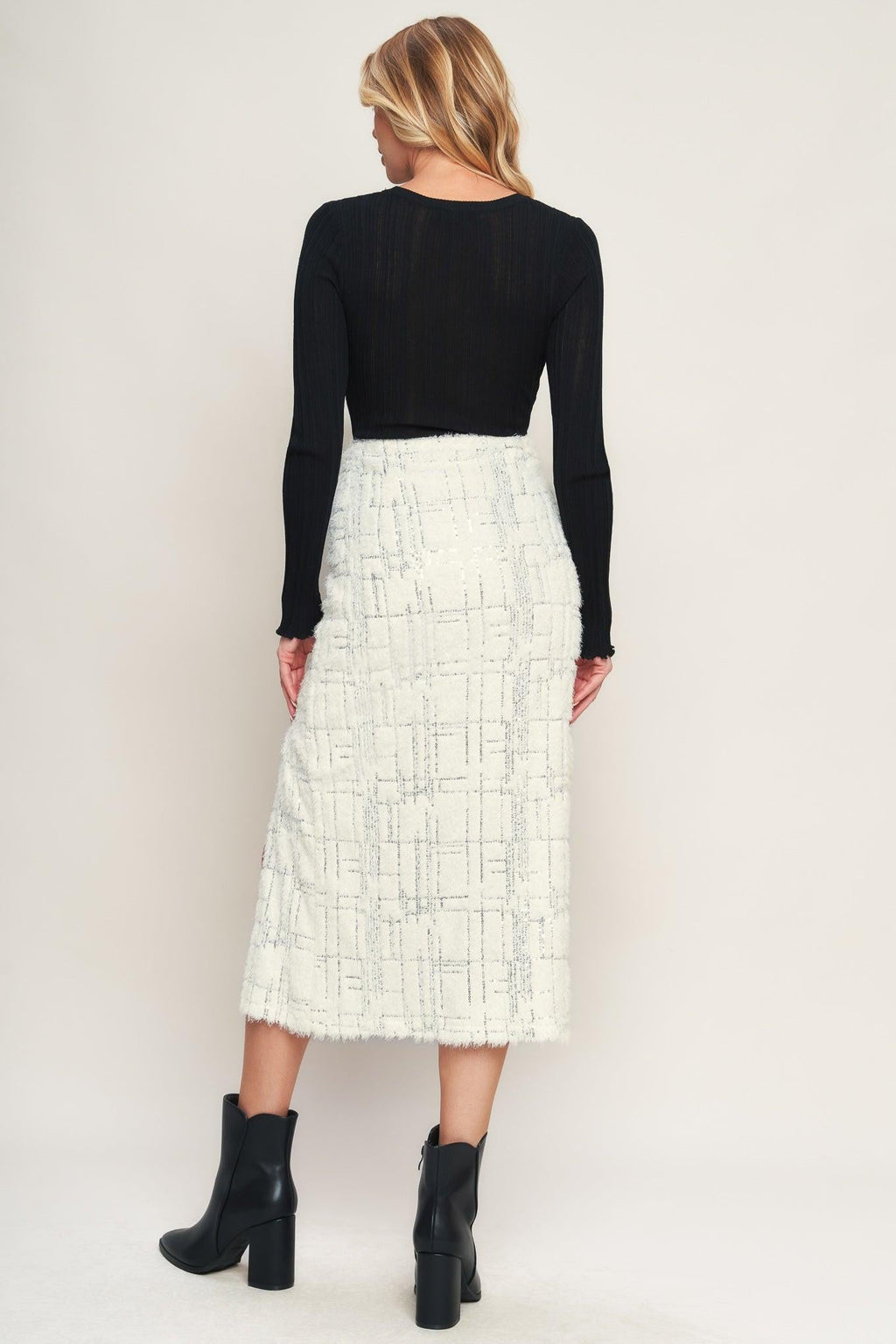 Side Slit Sequin Midi Skirt - Flying Tomato