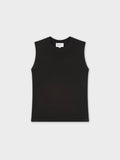 SLEEVELESS CREW SWEATER-BLACK-0