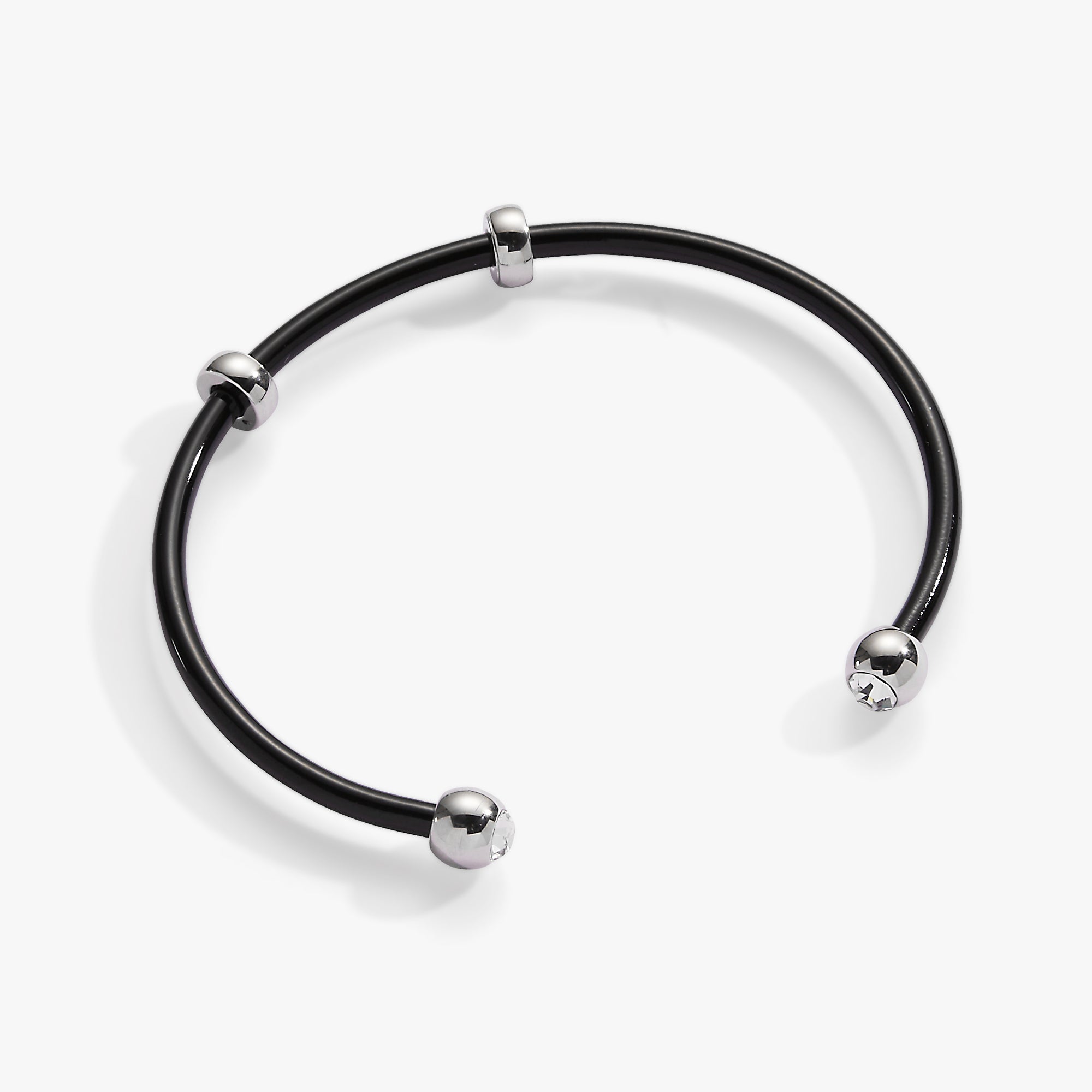 Bezel Stone Enamel Cuff Bracelet, Black