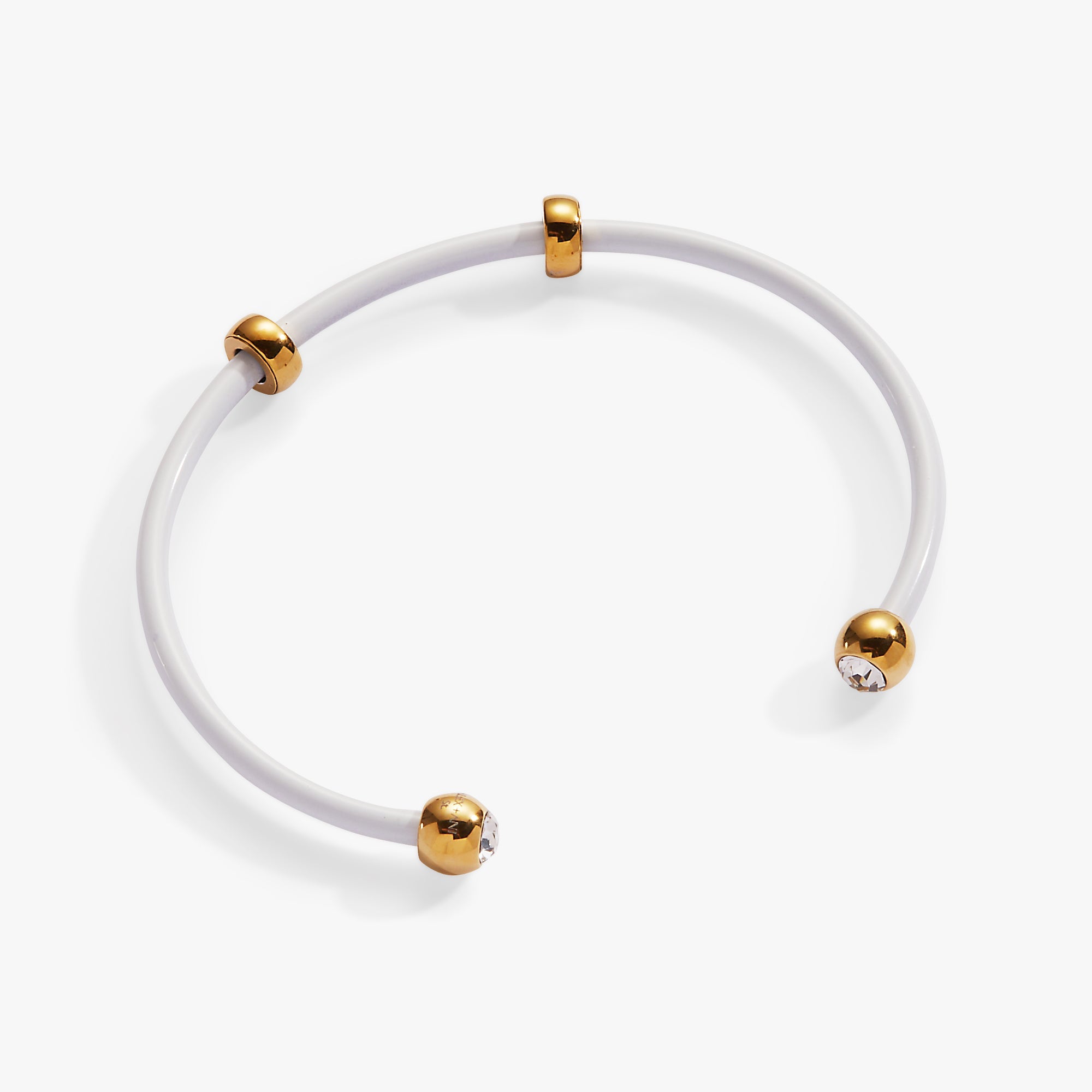 Bezel Stone Enamel Cuff Bracelet, White