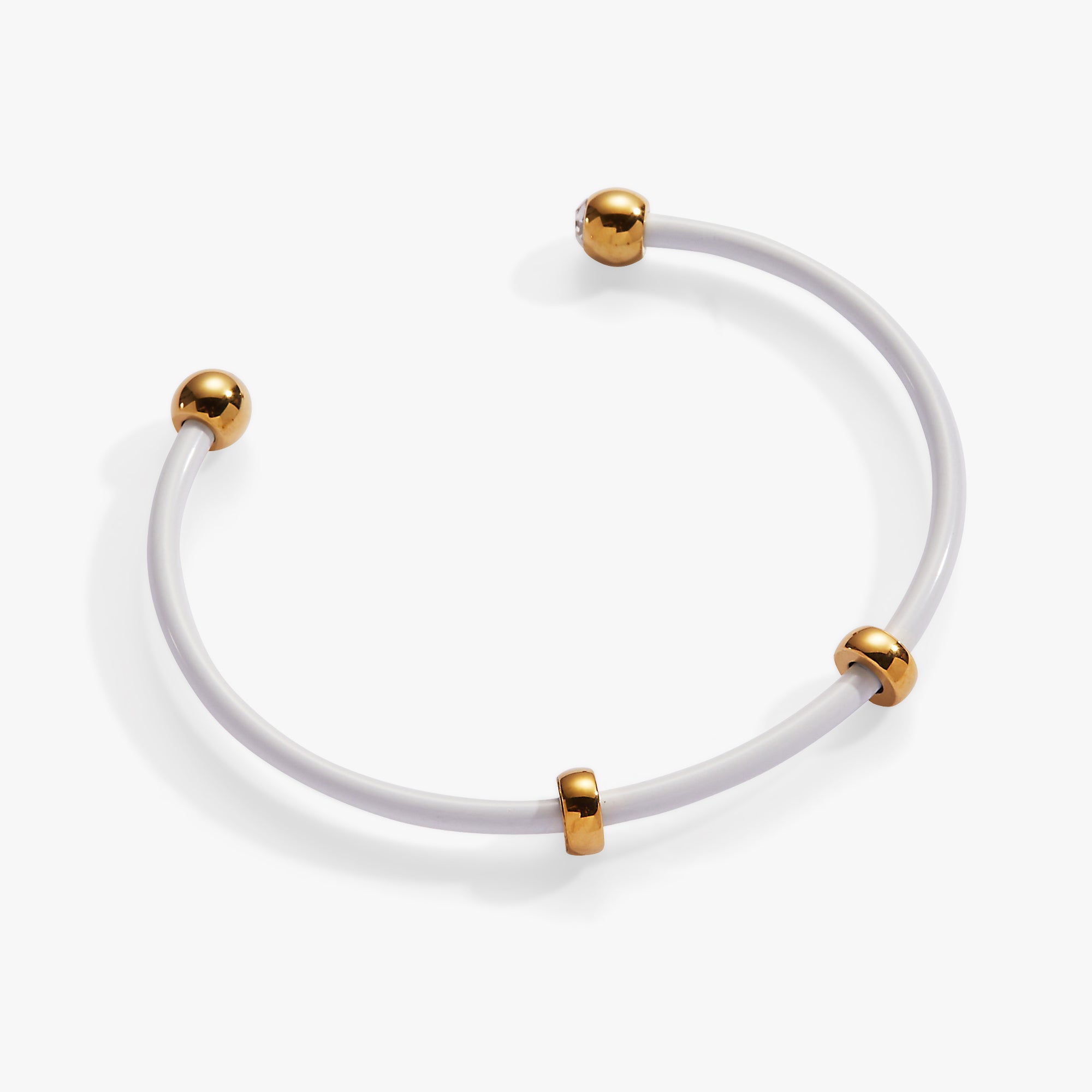 Bezel Stone Enamel Cuff Bracelet, White