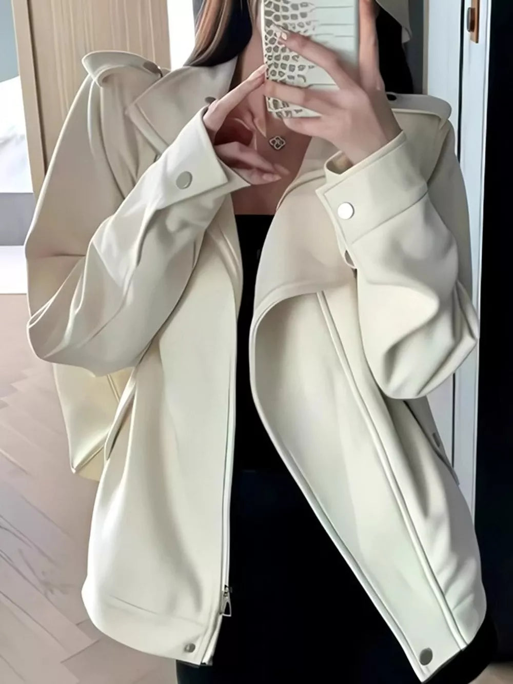 Asymmetric Suede Zip Up Moto Jacket