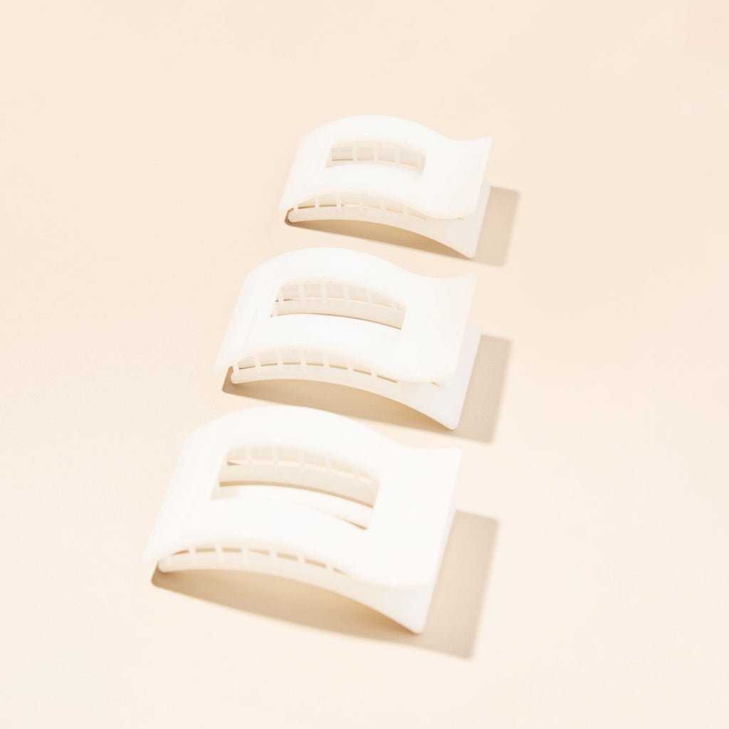 Coconut White Small Flat Rectangle Hair Clip - TELETIES