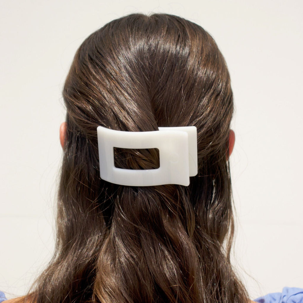 Coconut White Small Flat Rectangle Hair Clip - TELETIES