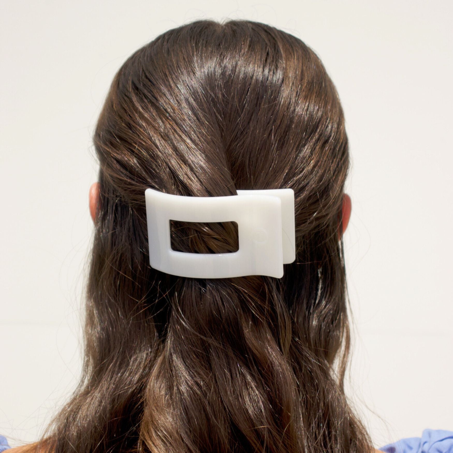 Coconut White Small Flat Rectangle Hair Clip - TELETIES