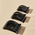 Jet Black Quilted Large Flat Rectangle Hair Clip - TELETIES