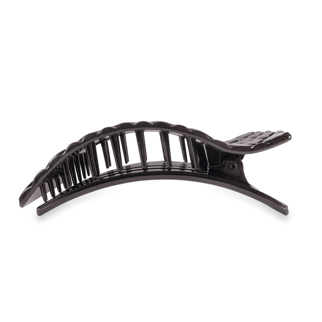 Jet Black Quilted Large Flat Rectangle Hair Clip - TELETIES