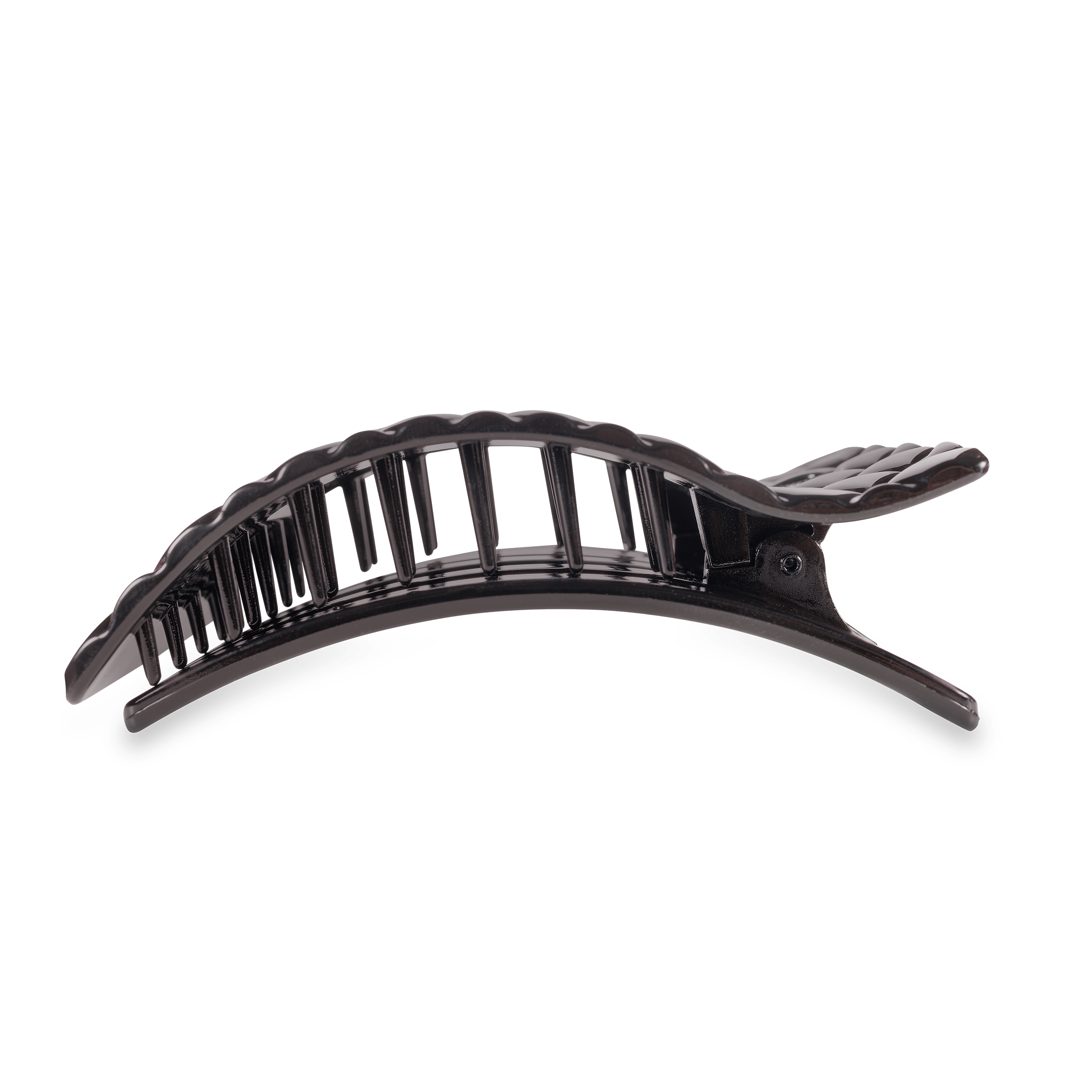 Jet Black Quilted Large Flat Rectangle Hair Clip - TELETIES