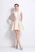 Sleeveless Bow Belt Pleated Dress